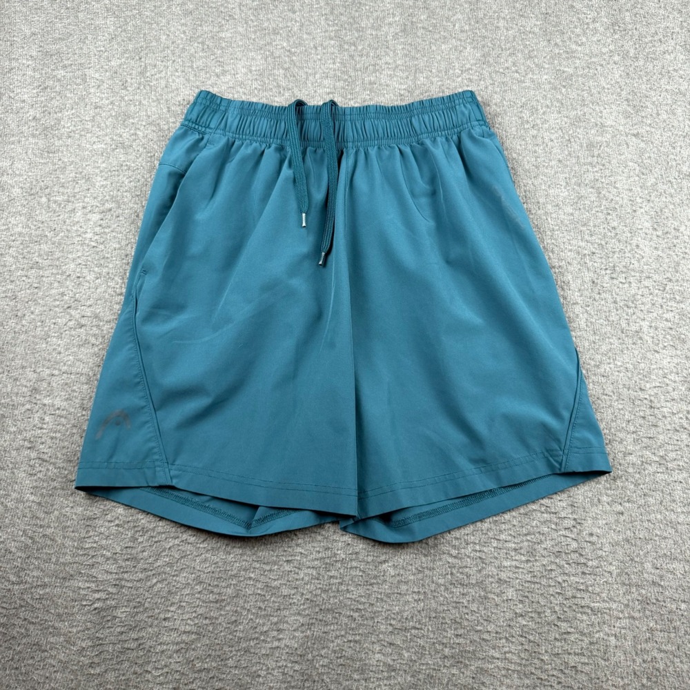 HEAD Men's S Small Athletic Shorts Teal Blue‎ Drawstring Pockets Gym Workout